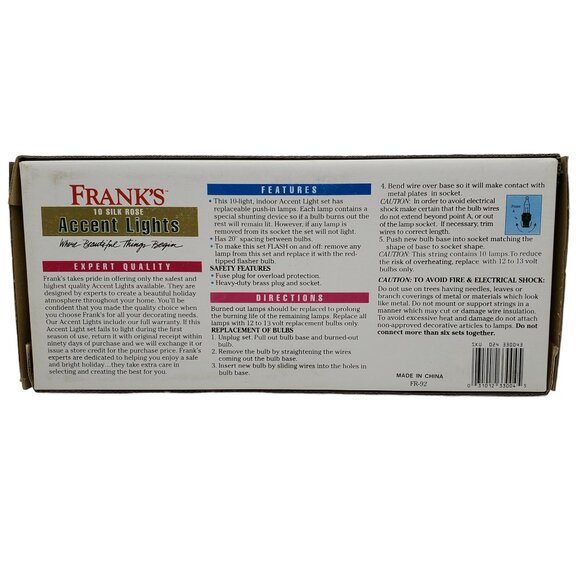 Vintage Franks Nursery & Crafts String Lights Silk Rose Flower Patio Porch Lanai - Picture 7 of 7